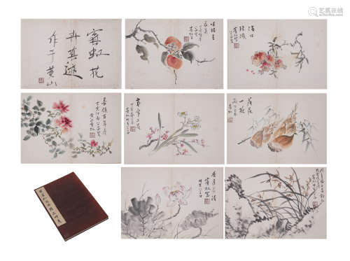 A CHINESE ALBUM OF PAINTINGS FLOWERS