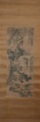 A CHINESE PAINTING MOUNTAINS LANDSCAPE