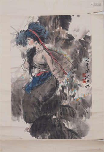 A CHINESE PAINTING BEAUTY GIRL