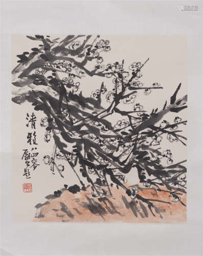 A CHINESE INK PAINTING PLUM BLOSSOM FLOWERS