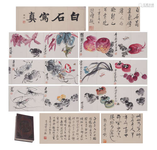 A CHINESE ALBUM OF PAINTING VEGETABLES AND FRUITS BIRDS