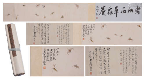 A CHINESE PAINTING INSECTS AND CALLIGRAPHY