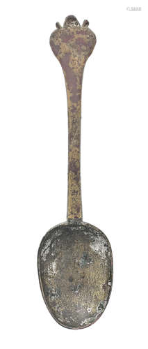 A tinned laten trifid-end spoon, circa 1700