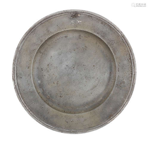 A Charles II pewter triple reeded plate, circa 1680