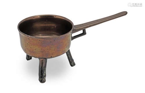 A small 17th century leaded bronze skillet, English