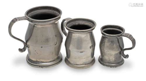 Three Imperial capacity lidless baluster measures, Bristol, ...