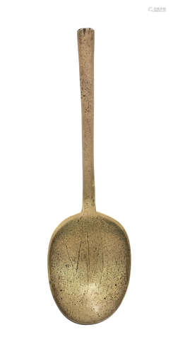 A latten Puritan spoon, circa 1660