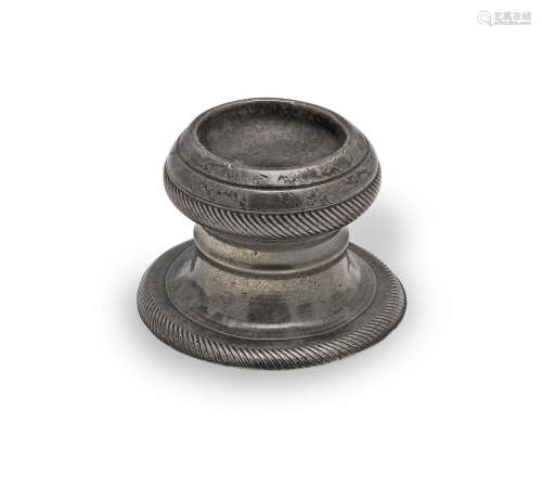 A good William & Mary pewter capstan salt, circa 1690