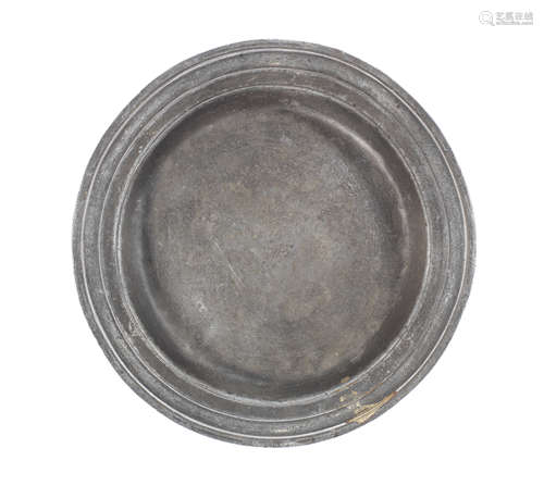 A rare William & Mary pewter multiple-reeded narrow rim sauc...