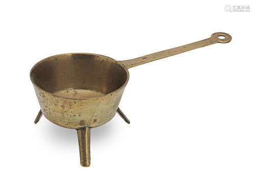 A rare brass skillet, circa 1700 Struck with the maker's mar...