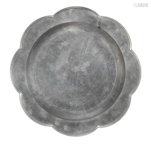 A rare and large George II pewter octafoil-edged dish, circa...