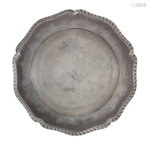 A George II/III pewter five lobed wavy-edged plate, circa 17...