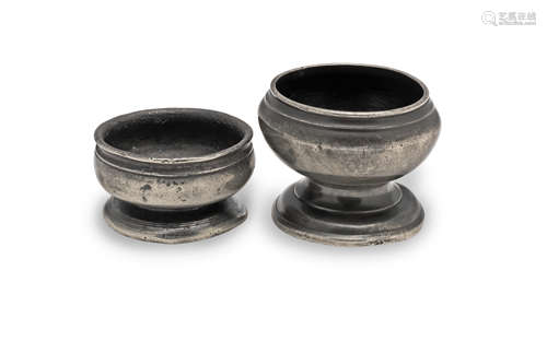 A small George II pewter cup salt, circa 1750