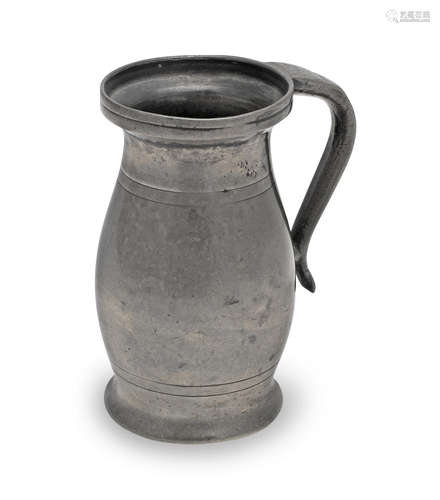 A George III pewter OEWS half-pint slender lidless baluster ...