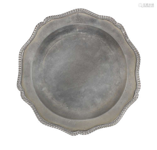 A pewter George III/IV five lobed wavy edged plate, circa 18...