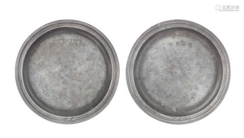 A good pair of Charles II pewter narrow rim plates, circa 16...