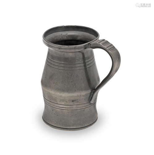 A George III pewter OEWS gill lidless baluster measure, circ...