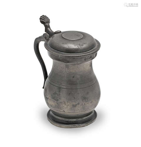 A pewter Imperial gill dome lidded bulbous measure Glasgow, ...