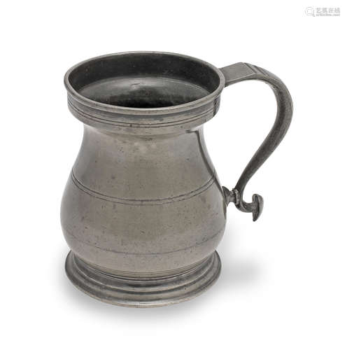 A George IV pewter OEWS pint bulbous measure, Birmingham, ci...