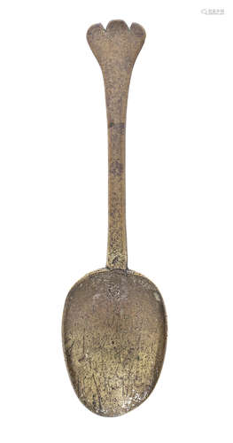 A tinned latten trifid spoon, circa 1700