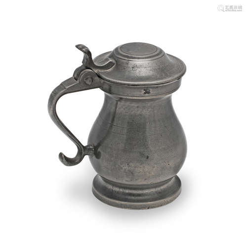 A pewter Imperial gill dome Lidded bulbous measure, Edinburg...