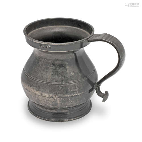 A George IV pewter Imperial pint bulbous measure, Birmingham...