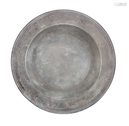 A George III pewter single reed plate, circa 1790