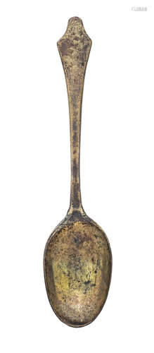 An early 18th century tinned latten dog nose spoon, circa 17...