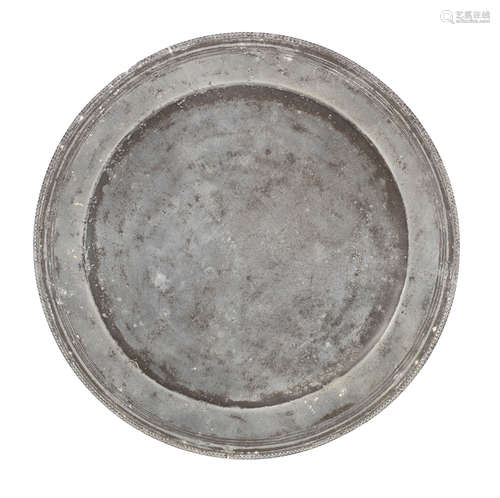 An unusual George III pewter beaded edged plate, Bristol, ci...