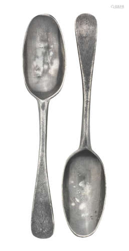 A pair of George III pewter spoons, Newcastle-Upon-Tyne, cir...