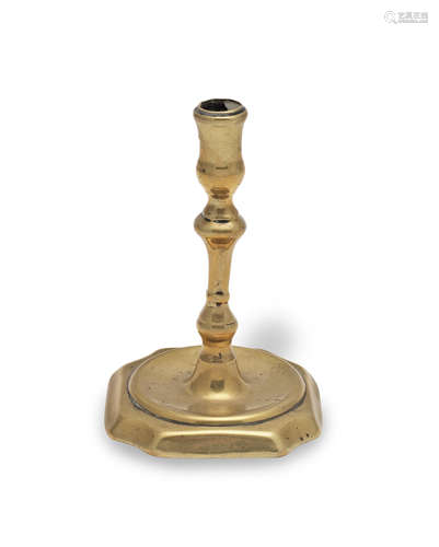 A fine George I/George II brass taperstick, circa 1720-1740