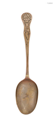 A Victorian cast bronze spoon, circa 1863