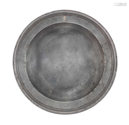 A George III/IV pewter multiple-reeded deep bowled plate, ci...