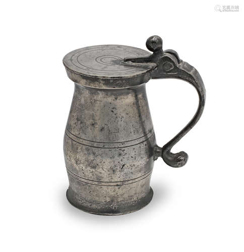 A George II/III pewter OEWS half-pint ball and bar baluster ...