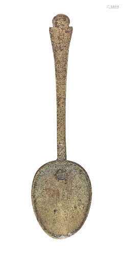 A tinned latten trifid-variant spoon, circa 1680