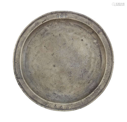 A William & Mary pewter narrow rim plate, Bristol, circa 169...