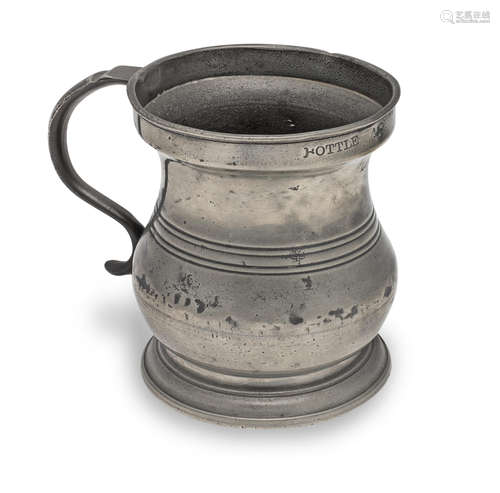 A pewter Imperial bottle or ⅙-gallon bulbous measure, Scotti...