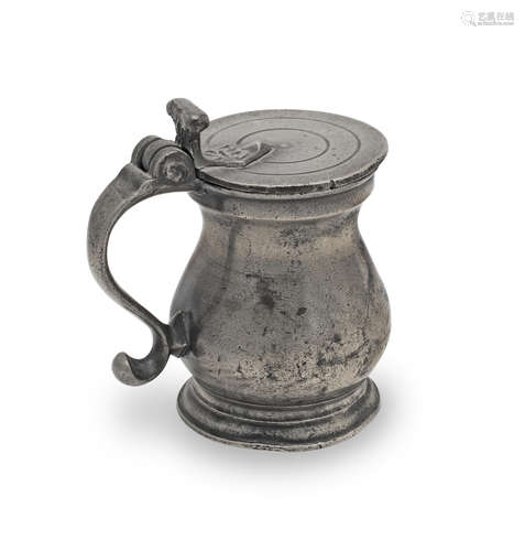 A George III pewter OEWS gill double volute 'bulbous' measur...