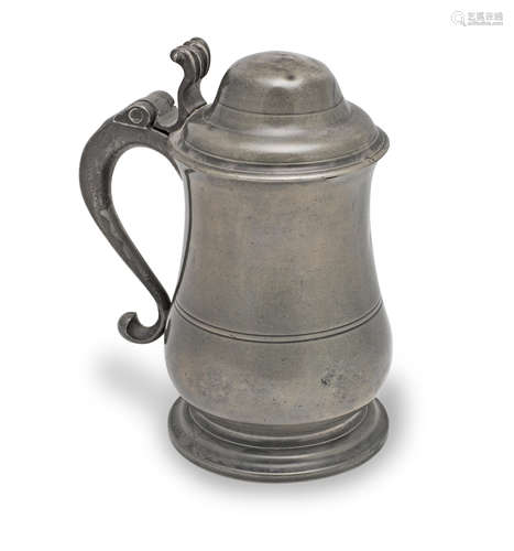 A George III pewter OEWS quart tankard, Bristol, circa 1770