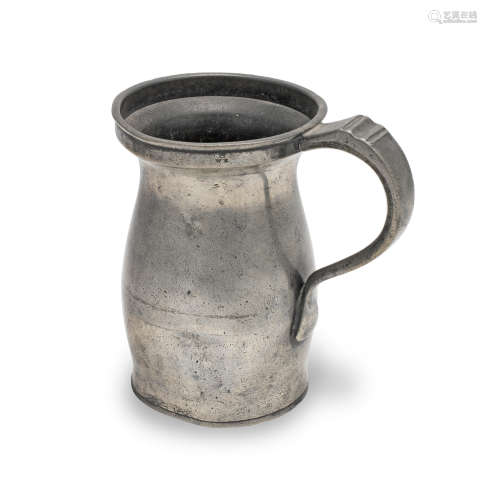 A George III pewter OEWS pint lidless baluster measure, Wiga...