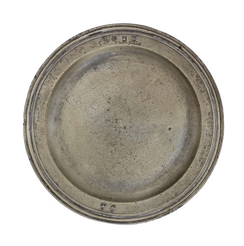 A Charles II pewter triple reeded plate, circa 1680