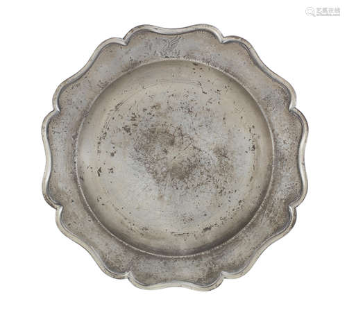 An uncommon George II pewter eight lobed wavy-edged plate, c...