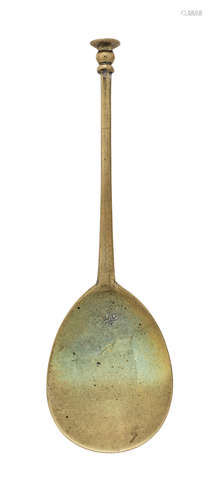 A latten seal knop spoon, probably London, circa 1600