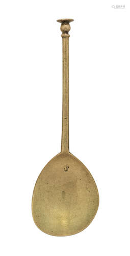 A latten seal knop spoon, probably London, circa 1600