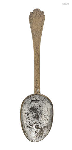 A tinned latten trifid-end spoon, circa 1700