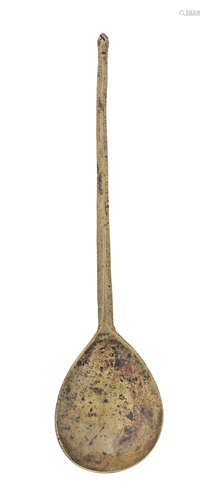 A rare 14th/15th century latten filed cone knop spoon