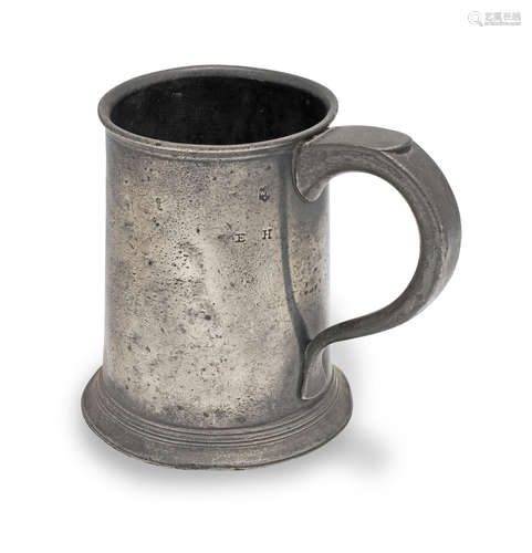 A George III pewter pre-Imperial quart mug, Newcastle-Upon-T...