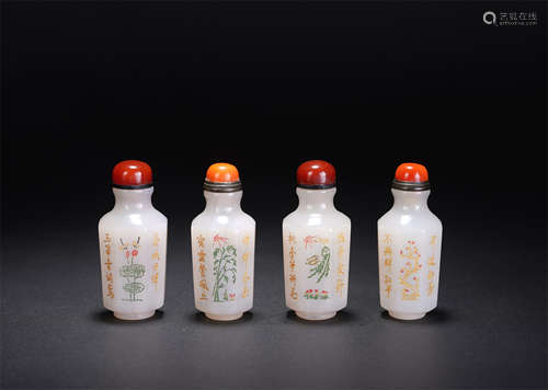 A SET OF CHINESE WHITE JADE SNUFF BOTTLES