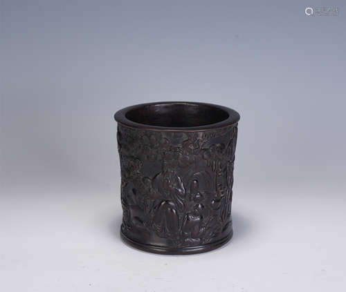 A CHINESE ZITAN BRUSH POT