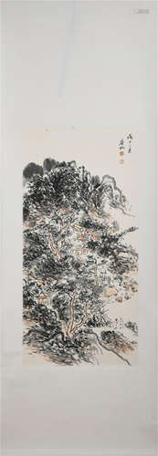 A CHINESE PAINTING MOUNTAINS LANDSCAPE